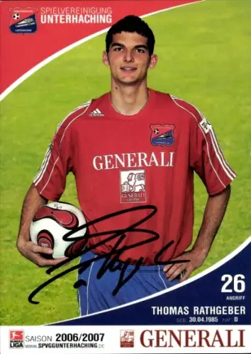 Autogrammkarte Fußballer Thomas Rathgeber, SpVgg Unterhaching, Autogramm