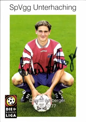 Autogrammkarte Fußballer Dennis Arzberger, SpVgg Unterhaching, Autogramm