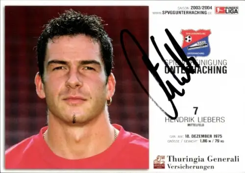 Autogrammkarte Fußballer Hendrik Liebers, SpVgg Unterhaching, Autogramm