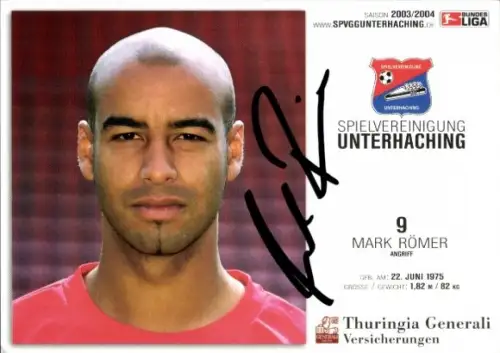 Autogrammkarte Fußballer Mark Römer, SpVgg Unterhaching, Autogramm