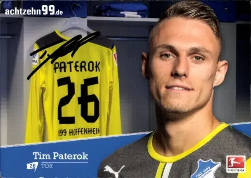 Autogrammkarte Fußballer Tim Paterok, TSG 1899 Hoffenheim, Autogramm