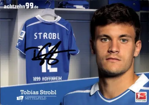 Autogrammkarte Fußballer Tobias Strobl, TSG 1899 Hoffenheim, Autogramm
