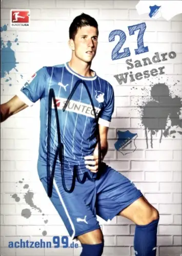 Autogrammkarte Fußballer Sandro Wieser, TSG 1899 Hoffenheim, Autogramm