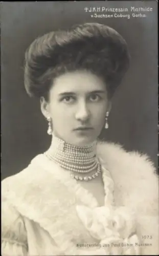 Ak Prinzessin Mathilde von Bayern, Prinzessin von Sachsen-Coburg-Gotha, Portrait