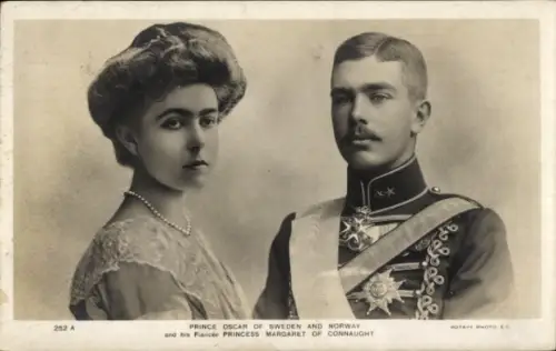 Ak Kronprinz Gustaf Adolph von Schweden, Prinzessin Margaret of Connaught, Portrait