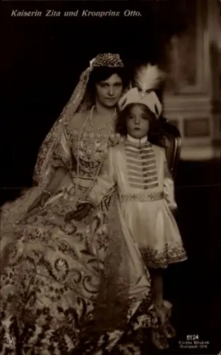 Ak Kaiserin Zita von Österreich, Kronprinz Otto, Portrait