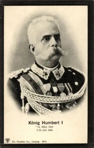 Ak König Umberto I. von Italien, Sterbekarte, Portrait