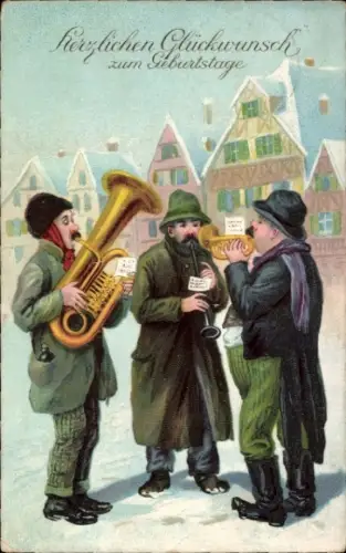 Ak Glückwunsch Geburtstag, musizierende Männer