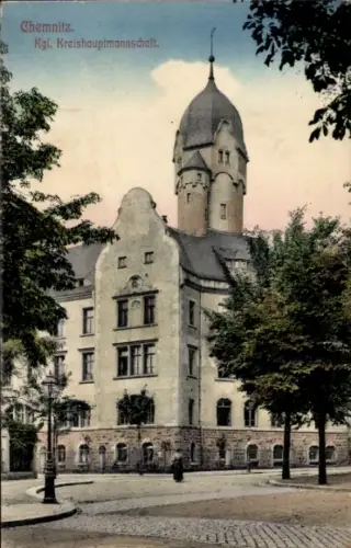 Ak Chemnitz in Sachsen,  Kgl. Kreishauptmannschaft, Gebäude, Bäume, Straße