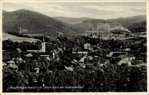 Ak Wojcieszów Kauffung an der Katzbach Niederschlesien, Blick auf  Kalkwerke, Landschaft, Kirchen