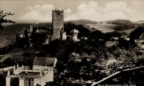 Ak Blankenstein an der Ruhr Hattingen, Burg Blankenstein, Ruine, Landschaft, Bäume, Wolken