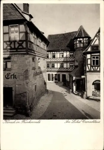 Ak Kronach in Oberfranken, Kronach im Frankenwald, Am Lukas Cranachhaus,  Gebäude
