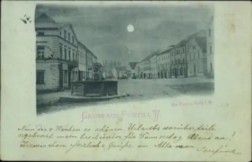 Mondschein Ak Fürth in Mittelfranken Bayern, Straße