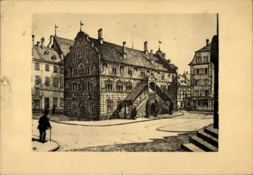 Künstler Ak Mulhouse Mülhausen Elsass Haut Rhin, Rathaus