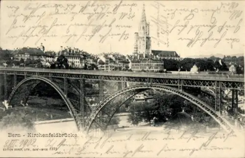Ak Bern Stadt Schweiz,  Kirchenfeldbrücke, Brücke, Stadtansicht, 1902