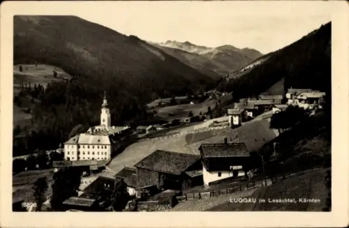 Ak Maria Luggau Kärnten Österreich, Landschaft mit Bergen, Servitenkloster, Häusern, 