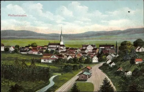 Künstler Ak Felle, Eugen, Pfeffenhausen in Niederbayern, Gesamtansicht