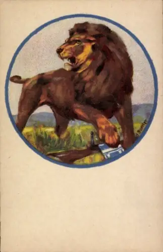 Künstler Ak Löwe, Offizielle Postkarte des Landesverbandes der E. W. Bayern