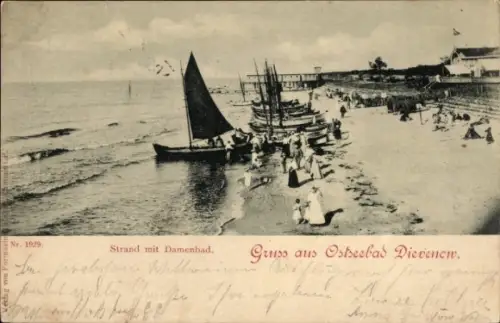 Ak Dziwnów Dievenow in Pommern, Strand, Damenbad