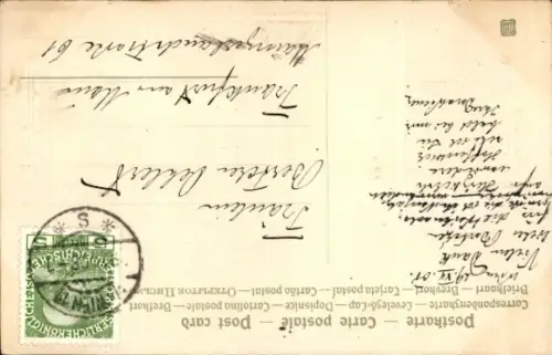 Präge Ak Glückwunsch Neujahr, Kind, Blumen, Hufeisen