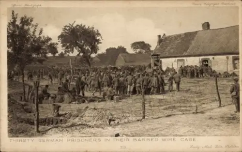 PC Thirsty German Prisoners in their Barbed Wire Cage
