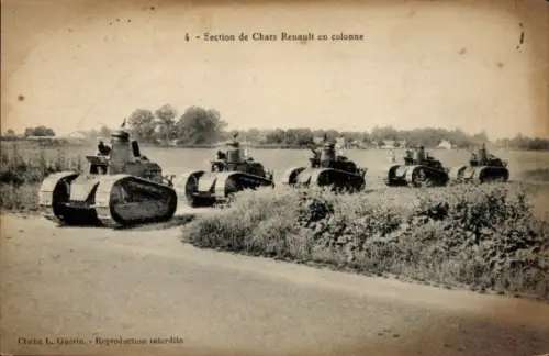 Ak  Kolonne französischer Renault Panzer