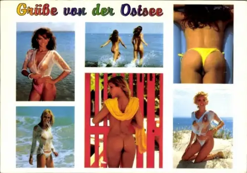 Ak Erotik, Frauenportraits am Strand, Meer, Ostsee