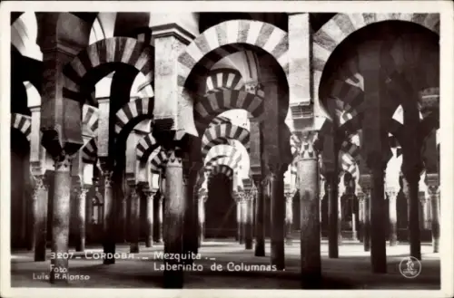 Ak Córdoba Andalusien Spanien, Mezquita, Laberinto de Columnas, Foto von Luis R. Alonso