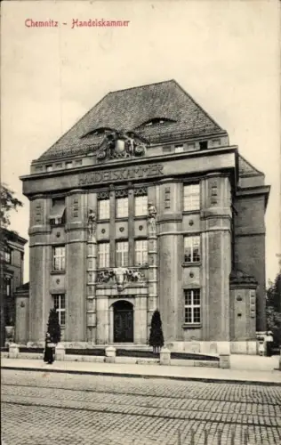 Ak Chemnitz in Sachsen,  Handelskammer, Gebäude mit Säulen, Schriftzug 'HANDELSKAMMER'