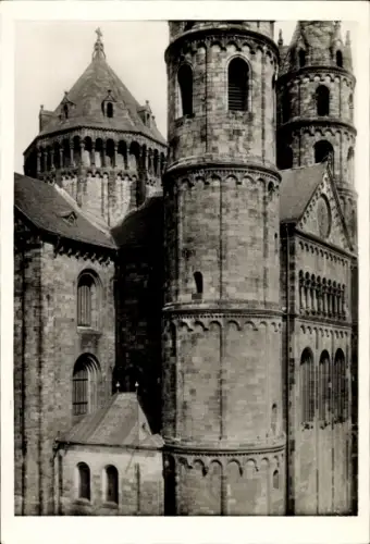 Ak Worms am Rhein, Dom zu  Ostbau, 1181 geweiht, Schwarz-Weiß-Foto, Walter Hege