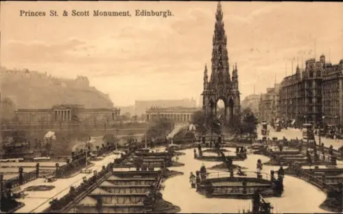 PC Edinburgh Schottland, Princes St. & Scott Monument