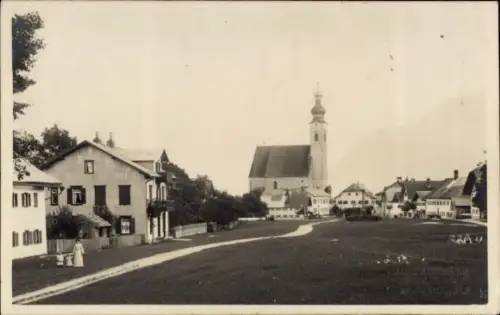 Foto Ak Anger im Berchtesgadener Land Oberbayern, Teilansicht, Kirche