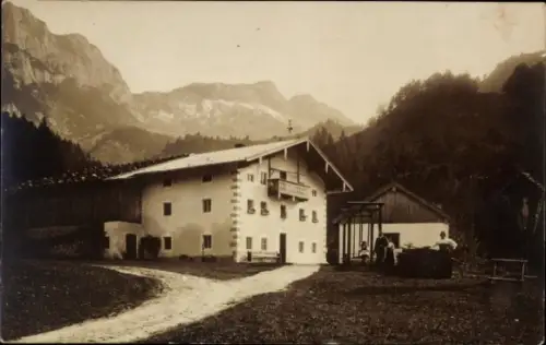 Foto Ak Ramsau im Berchtesgadener Land Oberbayern, Wohnhaus, Anwohner