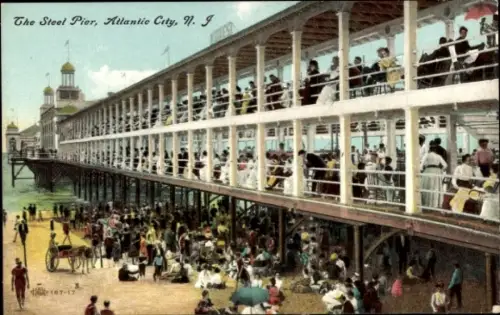 Ak Atlantic City New Jersey USA, Steel Pier, viele Menschen, Strand, Fahrgeschäfte, Atlantic City