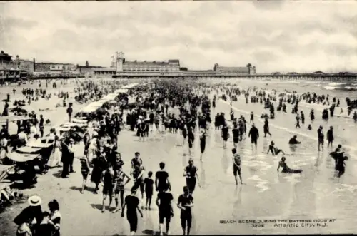 Ak Atlantic City New Jersey USA, Strandansicht, viele Menschen, Badebekleidung, Atlantik Stadt, N