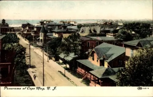 Ak Cape May New Jersey USA, Panorama von Cape May, Häuser, Straßen, Bäume, Küstenansicht