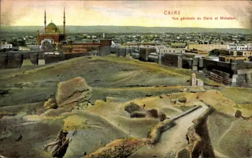 CPA Le Caire, Égypte, Vue générale et Mokatam