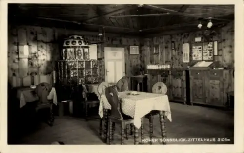 Ak Bad Hofgastein in Salzburg, Innenansicht, Holzvertäfelung, Tische, Stühle, Zittlhaus, 3108m
