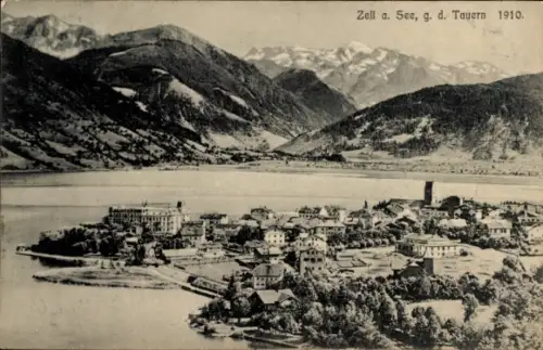 Ak Zell am See in Salzburg,  Berge, See, 1910