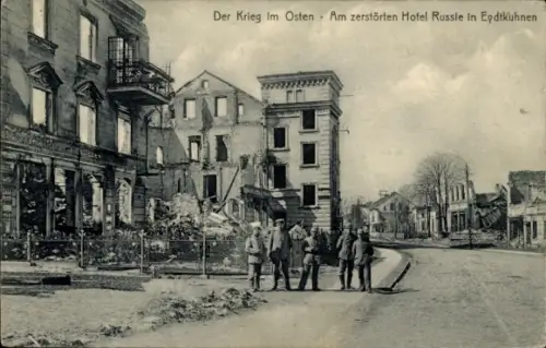Ak Tschernyschewskoje Eydtkuhnen Eydtkau Ostpreußen, Zerstörtes Hotel Russle