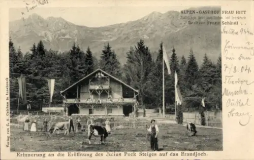 Ak Innsbruck Tirol, Patscherkofel, Alpen-Gasthof Frau Hitt, Kühe, Berge, Erinnerung an Eröffnung 