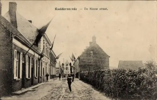 Ak Ruddervoorde Oostkamp Westflandern, Nieuw straat