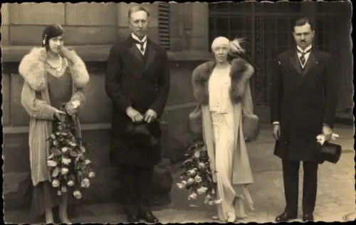 Foto Ak Großherzogspaar von Luxemburg, Besuch Königspaar von Belgien 1930