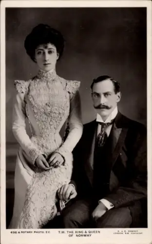 Ak König Haakon VII., Königin Maud von Norwegen, Portrait
