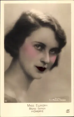 Ak Miss Europa, Bozsi Simon, Hongrie, Frauenportrait