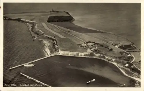 Ak Insel Oie, Greifswalder Oie, Fliegeraufnahme, Hafen
