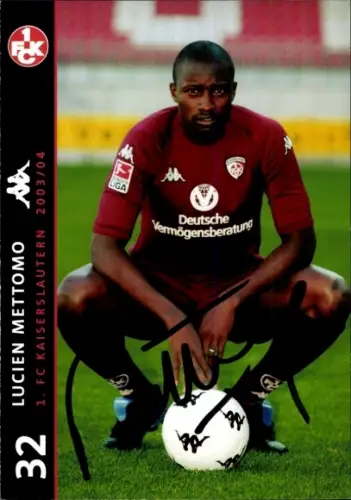 Autogrammkarte Lucien Mettomo, 1. FC Kaiserslautern, Portrait, Autogramm