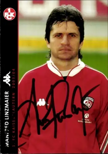 Autogrammkarte Manfred Linzmaier, Co-Trainer, 1. FC Kaiserslautern, Portrait, Autogramm