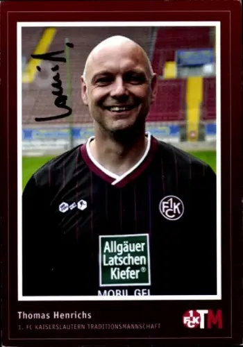 Autogrammkarte Thomas Henrichs, Traditionsmannschaft, 1. FC Kaiserslautern, Portrait, Autogramm