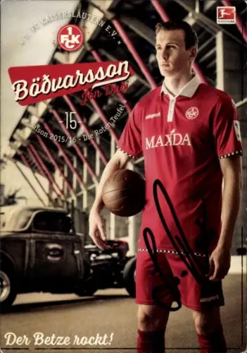 Autogrammkarte Jon Dadi Bödvarsson, Jón Daði Böðvarsson, 1. FC Kaiserslautern, Portrait, Autogramm